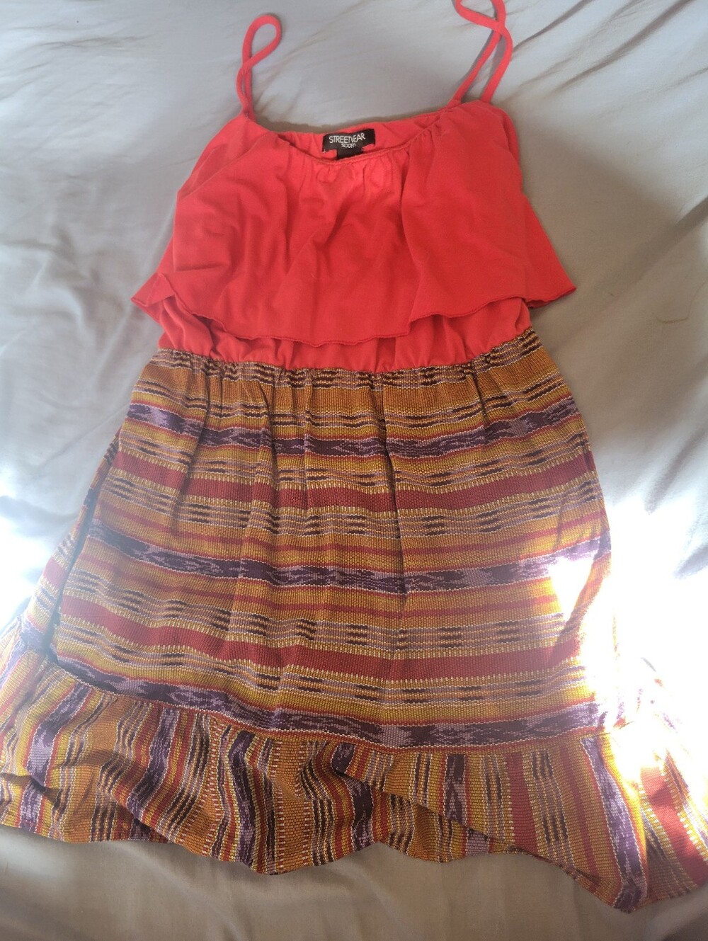 Red & Multi-Stripe Tank Dress